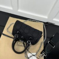 Gucci Unisex GG Matelassé Mini Bag Black GG Matelassé Nylon Leather Double G (3)