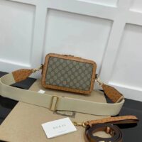 Gucci Unisex GG Python Shoulder Bag Double G Beige Ebony GG Supreme Canvas (3)