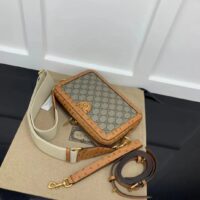 Gucci Unisex GG Python Shoulder Bag Double G Beige Ebony GG Supreme Canvas (3)