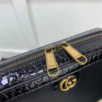 Gucci Unisex GG Python Shoulder Bag Double G Black Leather Crocodile (6)