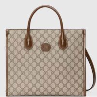 Gucci Unisex GG Small Tote Bag Beige Ebony GG Supreme Canvas