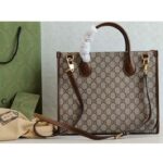 Gucci Unisex GG Small Tote Bag Beige Ebony GG Supreme Canvas – Image 3