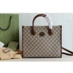 Gucci Unisex GG Small Tote Bag Beige Ebony GG Supreme Canvas – Image 2