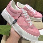 Gucci Unisex GG Sneaker Pink GG Supreme Canvas Printed Interlocking G 5.6 Cm Heel – Image 3