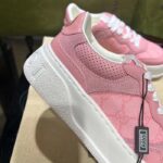 Gucci Unisex GG Sneaker Pink GG Supreme Canvas Printed Interlocking G 5.6 Cm Heel – Image 9