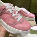 Gucci Unisex GG Sneaker Pink GG Supreme Canvas Printed Interlocking G 5.6 Cm Heel – Image 6