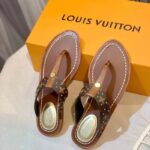 Louis Vuitton LV Sunny Flat Thong Gold Perforated Monogram Canvas Leather Outsole - Image 2