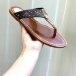 Louis Vuitton LV Sunny Flat Thong Gold Perforated Monogram Canvas Leather Outsole - Image 9