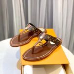 Louis Vuitton LV Sunny Flat Thong Gold Perforated Monogram Canvas Leather Outsole - Image 5