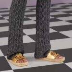 Gucci Unisex Interlocking G Cut-Out Slide Sandals Metallic Gold Leather Flat 2 cm Heel - Image 10