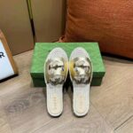 Gucci Unisex Interlocking G Cut-Out Slide Sandals Metallic Gold Leather Flat 2 cm Heel - Image 3