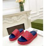 Gucci Unisex Jumbo GG Platform Slide Sandal Fuchsia Blue Supreme Low 3 Cm Heel - Bild 4