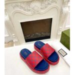 Gucci Unisex Jumbo GG Platform Slide Sandal Fuchsia Blue Supreme Low 3 Cm Heel - Bild 3