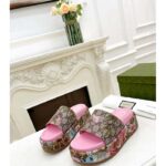 Gucci Unisex Online Exclusive Flora Sandal Multicolor GG Supreme Flora Print Canvas - Image 4