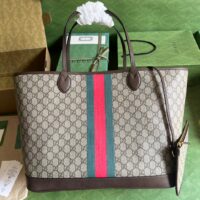 Gucci Unisex Ophidia GG Large Tote Bag Beige Ebony GG Supreme Canvas (3)