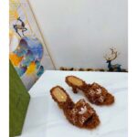 Gucci Women Adidas x Gucci Slide Sandal Brown GG Trefoil Shearling-Effect Fabric - Bild 6