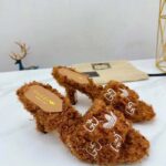 Gucci Women Adidas x Gucci Slide Sandal Brown GG Trefoil Shearling-Effect Fabric - Bild 2