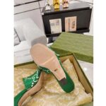 Gucci Women Adidas x Gucci Slide Sandal GG Trefoil Suede Green Leather - Imagen 10