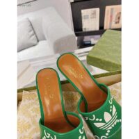 Gucci Women Adidas x Gucci Slide Sandal GG Trefoil Suede Green Leather (1)