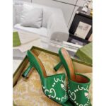 Gucci Women Adidas x Gucci Slide Sandal GG Trefoil Suede Green Leather - Imagen 2