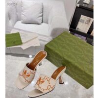 Gucci Women Adidas x Gucci Slide Sandal GG Trefoil Suede White Leather (11)