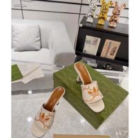 Gucci Women Adidas x Gucci Slide Sandal GG Trefoil Suede White Leather (11)