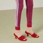 Gucci Women Adidas x Gucci Slide Sandal Red GG Trefoil Shearling-Effect Fabric - Bild 11