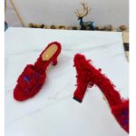 Gucci Women Adidas x Gucci Slide Sandal Red GG Trefoil Shearling-Effect Fabric - Bild 9