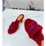 Gucci Women Adidas x Gucci Slide Sandal Red GG Trefoil Shearling-Effect Fabric - Bild 8