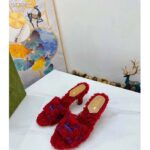 Gucci Women Adidas x Gucci Slide Sandal Red GG Trefoil Shearling-Effect Fabric - Bild 7