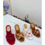 Gucci Women Adidas x Gucci Slide Sandal Red GG Trefoil Shearling-Effect Fabric - Bild 13