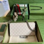 Gucci Women Dionysus Small Shoulder Bag Beige White GG Supreme Canvas - Image 3