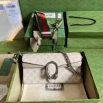 Gucci Women Dionysus Small Shoulder Bag Beige White GG Supreme Canvas - Image 2