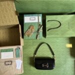 Gucci Women Dionysus Small Shoulder Bag Black Leather GG Supreme Canvas – Bild 10