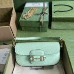 Gucci Women Dionysus Small Shoulder Bag Light Green Leather GG Supreme Canvas - immagine 2