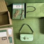 Gucci Women Dionysus Small Shoulder Bag Light Green Leather GG Supreme Canvas - immagine 10