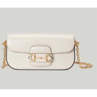 Gucci Women Dionysus Small Shoulder Bag White Leather GG Supreme Canvas (2)