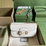 Gucci Women Dionysus Small Shoulder Bag White Leather GG Supreme Canvas – Image 2