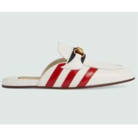 Gucci Women GG Adidas x Gucci Slipper Horsebit White Leather Flat (1)