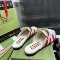 Gucci Women GG Adidas x Gucci Slipper Horsebit White Leather Flat (1)