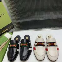 Gucci Women GG Adidas x Gucci Slipper Horsebit Black Leather Flat (8)