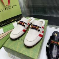 Gucci Women GG Adidas x Gucci Slipper Horsebit White Leather Flat (1)