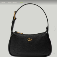 Gucci Women GG Aphrodite Shoulder Bag Double G Black Leather Zip Closure (1)
