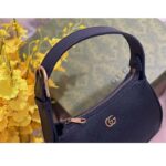 Gucci Women GG Aphrodite Shoulder Bag Double G Black Leather Zip Closure – Image 8