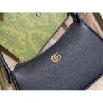 Gucci Women GG Aphrodite Shoulder Bag Double G Black Leather Zip Closure – Image 7