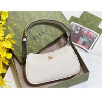 Gucci Women GG Aphrodite Shoulder Bag Double G White Leather Zip Closure (3)