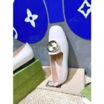 Gucci Women GG Blonde Ballet Flat White Round Interlocking G Leather - Bild 7