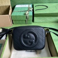 Gucci Women GG Blondie Small Shoulder Bag Black Leather Round Interlocking G (1)