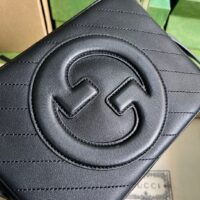 Gucci Women GG Blondie Small Shoulder Bag Black Leather Round Interlocking G (1)