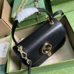 Gucci Women GG Blondie Top-Handle Bag Black Leather Round Interlocking G – Bild 3